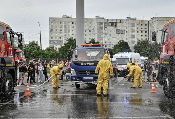 PHOTO: First responders attend anti-radiation drills to prepare for an emergency situation at Zaporizhzhia Nuclear Power Plant, amid Russia's attack on Ukraine, in Zaporizhzhia, Ukraine, June 29, 2023. (Reuters)