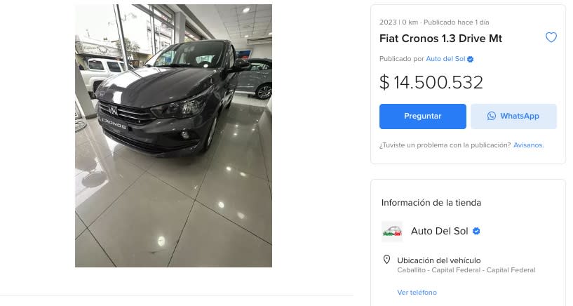 Fiat Cronos, el más vendido del mercado.