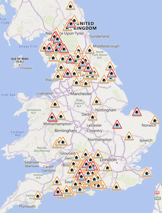 
Flood warnings in England.