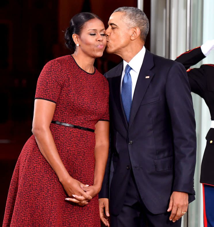 Former President Barack Obama, with Michelle Obama, shared a touching letter they received from a woman who was inspired by the former first lady. (Photo: Kevin Dietsch-Pool/Getty Images)