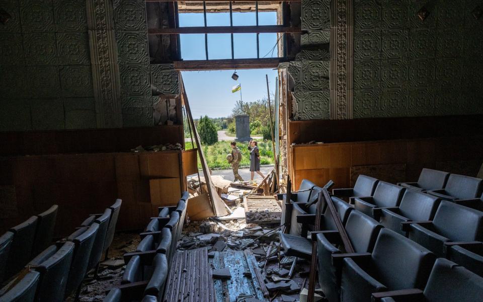A damaged auditorium in Kherson. Russia is set to annex the city - GETTY IMAGES