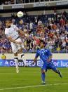 NASHVILLE, TN - MARCH 26: Milton Molina #2 of El Salvador watches Terrance Boyd #15 of the USA jump for a ball during a 2012 CONCACAF Men's Olympic Qualifying match at LP Field on March 26, 2012 in Nashville, Tennessee. (Photo by Frederick Breedon/Getty Images)