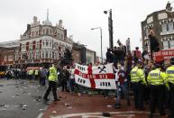 Britain Soccer Football - West Ham United v Manchester United - Barclays Premier League - Upton Park - 10/5/16 West Ham fans outside the stadium before the match Reuters / Eddie Keogh Livepic EDITORIAL USE ONLY. No use with unauthorized audio, video, data, fixture lists, club/league logos or "live" services. Online in-match use limited to 45 images, no video emulation. No use in betting, games or single club/league/player publications. Please contact your account representative for further details.