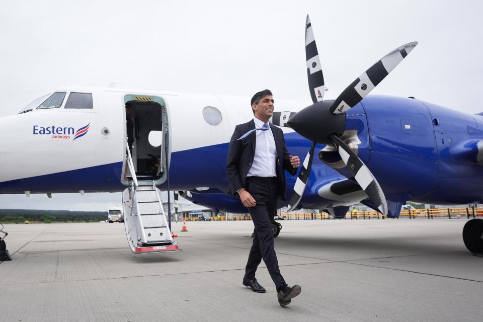 Prime Minister Rishi Sunak arrives at Inverness Airport (PA Wire)