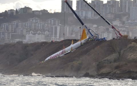 Trabzon Airport plane skids off runway  - Credit: Seyit Ahmet Eksik /Anadolu Agency / Getty