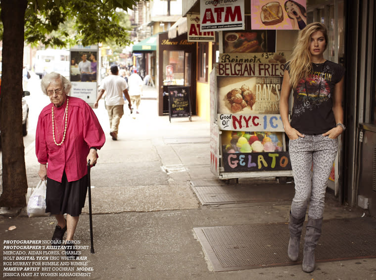 Vintage t-shirt, model's own; Current/Elliott jeans, at Current/Elliott; Bally boots, at Bally