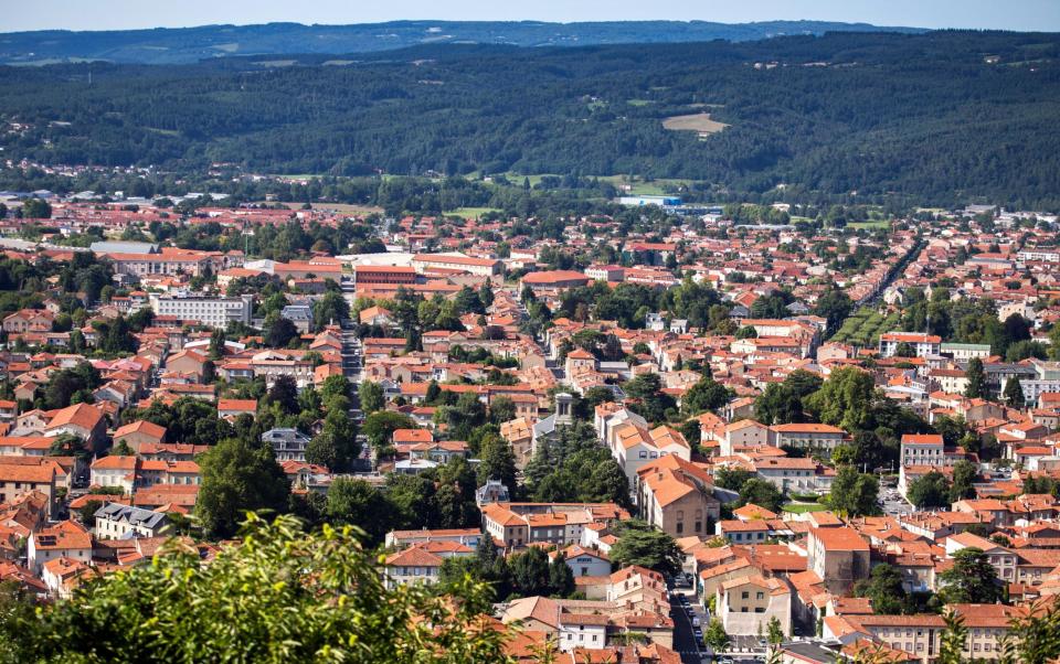 View of a small town of Mazamet in the south of France during the day, Europe