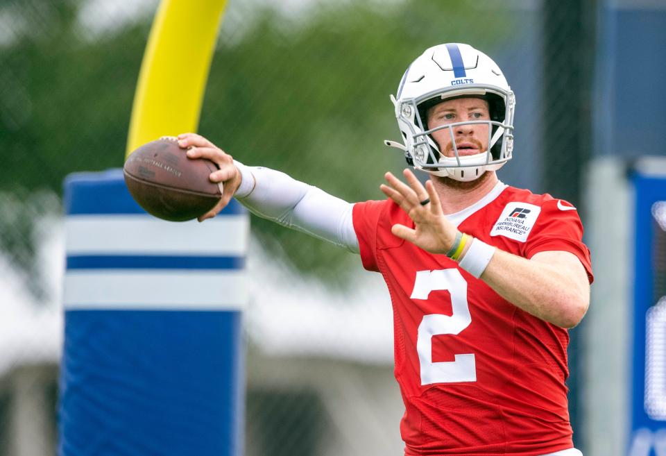 Indianapolis Colts quarterback Carson Wentz (2) at Grand Park.