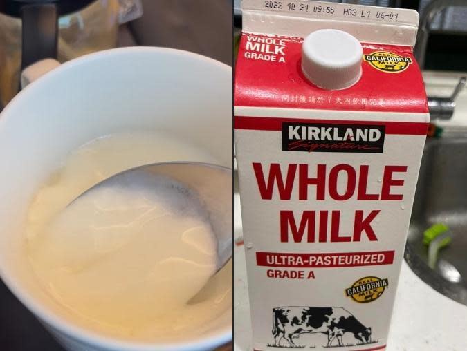 一名網友抱怨牛奶稍微微波一下就變成豆花。（翻攝自Costco好市多 商品經驗老實說）