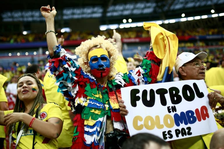 Colombian fans have been a colourful presence in Russia
