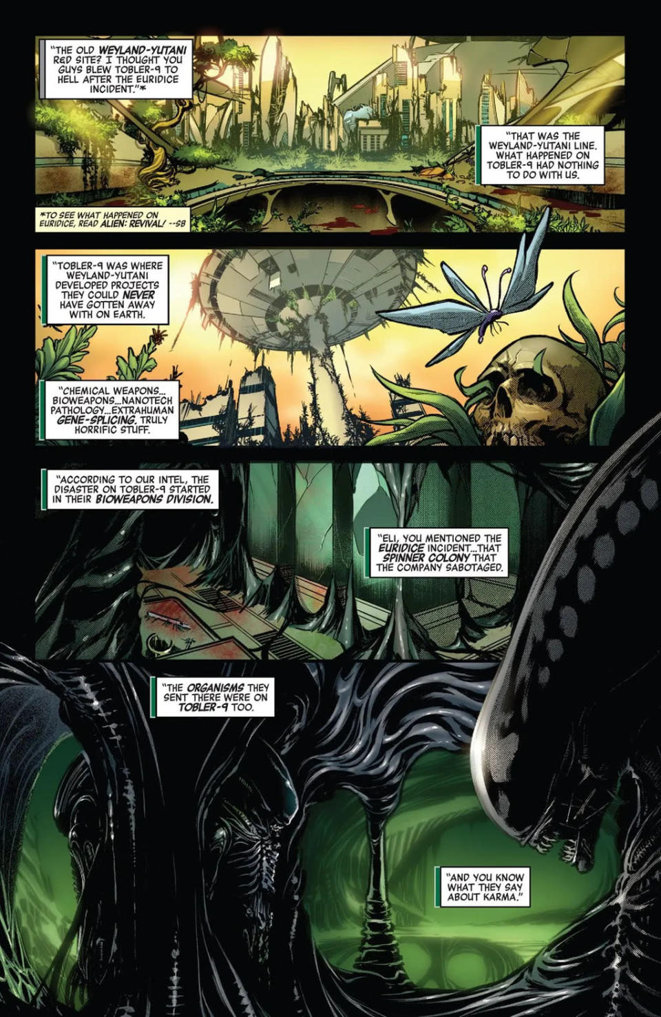 HQ de Alien revela experimentos entre humanos e Xenomorfos (Imagem: Reprodução/Marvel Comics)