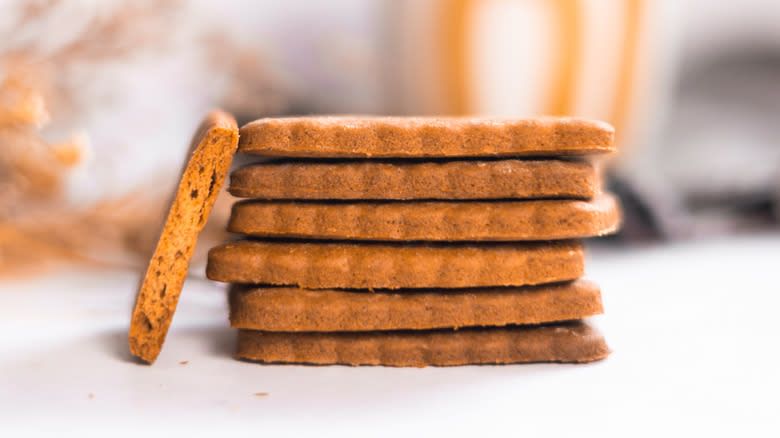 homemade biscoff speculoos cookies stacked