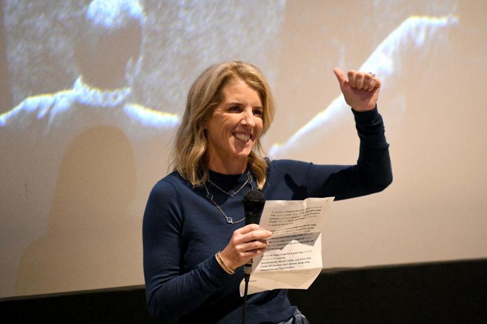 Rory Kennedy speaks during the premiere of "The Synanon Fix"