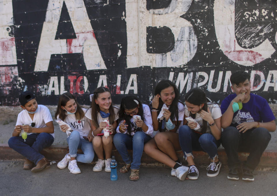 HERMOSILLO, MEXICO - JUNE 4: Surviving children, who currently suffer pulmonary affections, smile as they visit the facilities of what was the ABC nursery on the eve of the commemorations of the 11th anniversary of the ABC nursery fire on June 4, 2020 in Hermosillo, Mexico. On June 05, 2009 a fire in an adjacent warehouse spread to the ABC Daycare center where 49 toddlers died. Relatives of the victims ask for justice after 11 years of the accident. (Photo by Norte Photo/Getty Images)