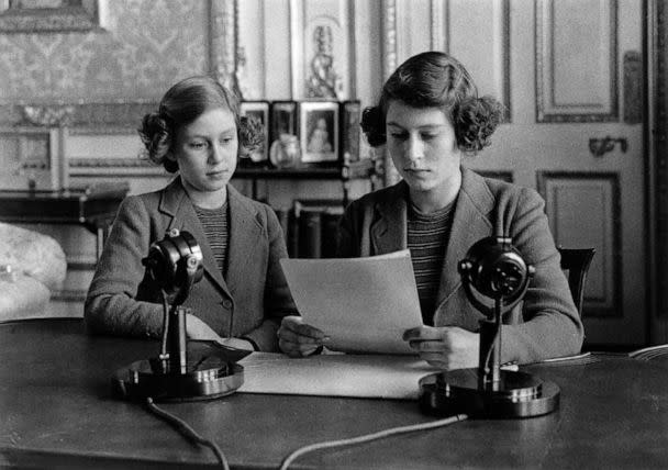 PHOTO: Princesses Elizabeth and Margaret make a broadcast to the children of the Empire during World War II, Oct. 10, 1940.  (Topical Press Agency/Getty Images)