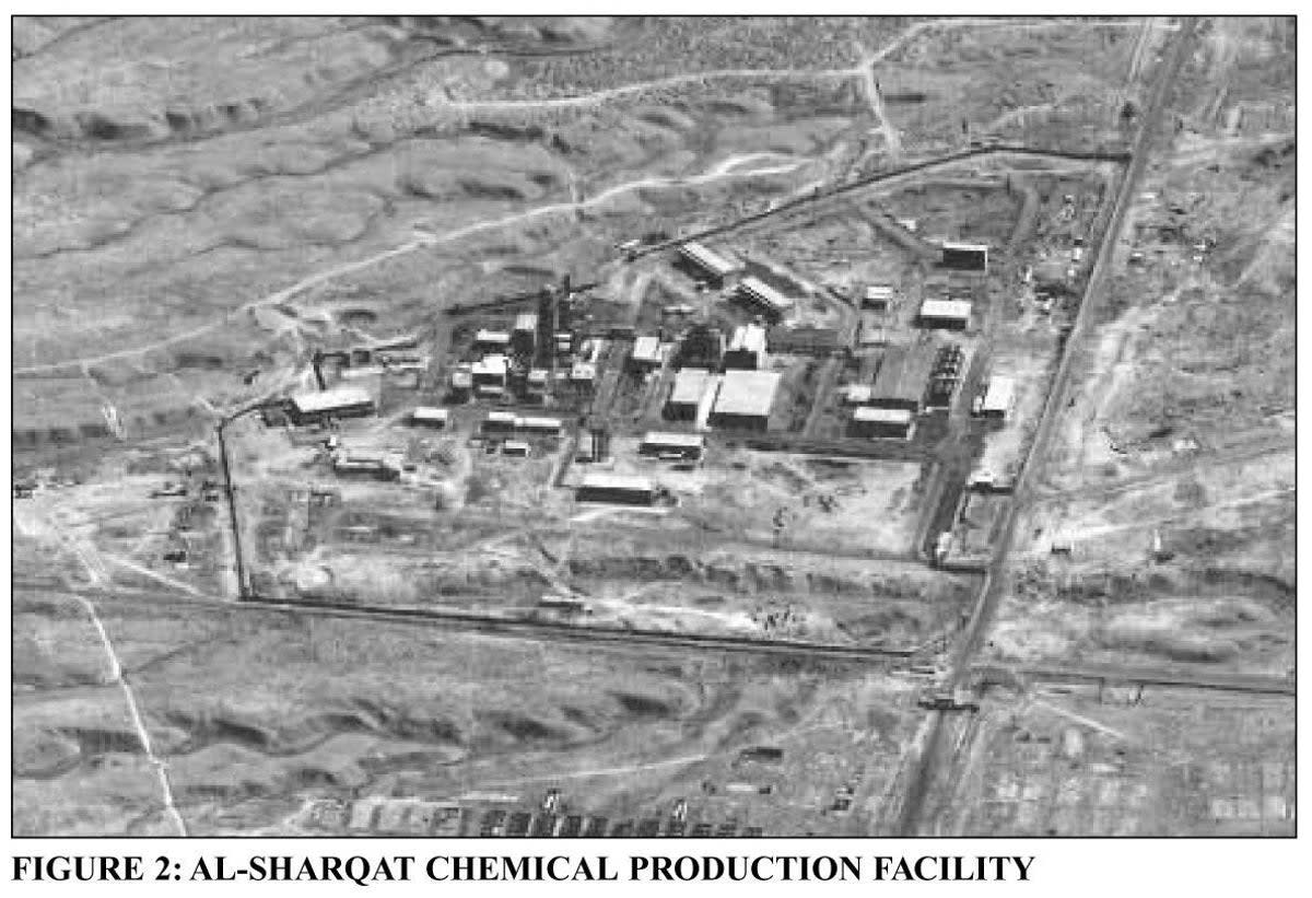 An image from the British government dossier showing the Al-Sharqat Chemical Production Facility (PA)