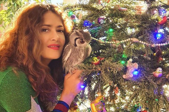 <p>Salma Hayek/ Instagram</p> Salma Hayek and her rescue owl, Kering