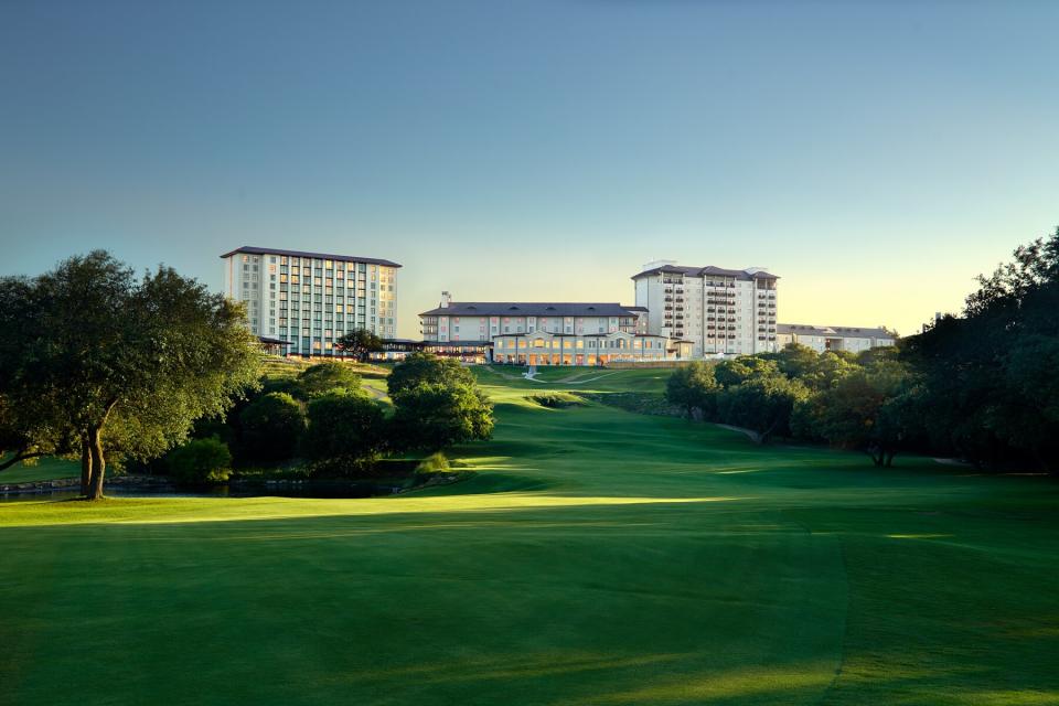 Omni Barton Creek Resort &amp; Spa, Austin TX exterior view from the golf course