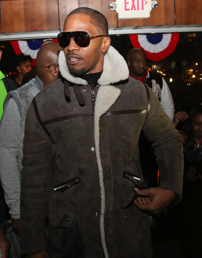 Jamie Foxx was pulling double duty during his time in the nation's capital. On Sunday, he attended an Inaugural party, and on Monday night he was set to perform for the president alongside Jennifer Hudson, Alicia Keys, and Marc Anthony at one of the many Inaugural Balls. (01/20/2013)