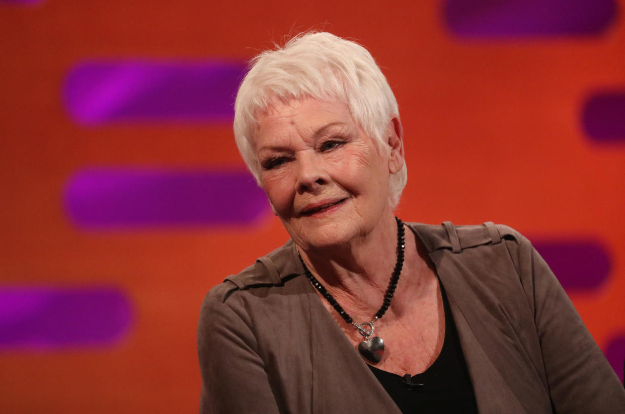 Dame Judi Dench during the filming of the Graham Norton Show at BBC Studioworks 6 Television Centre, Wood Lane, London, to be aired on BBC One on Friday evening.