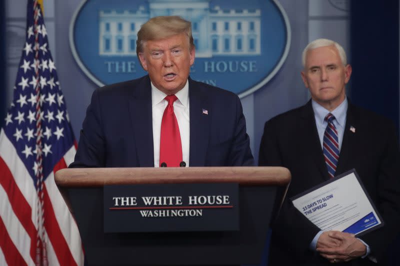 U.S. President Trump leads daily coronavirus response briefing at the White House in Washington