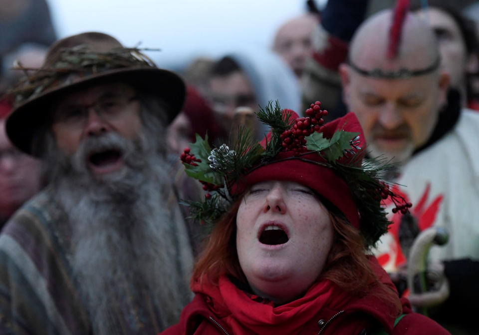 Revelers celebrate winter solstice at Stonehenge