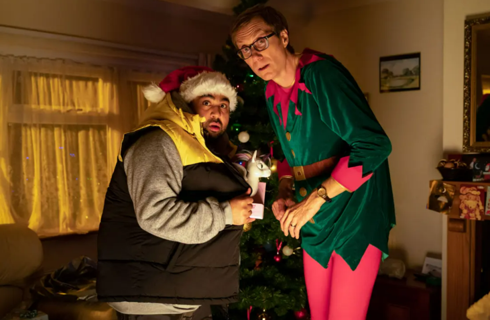 Chaudhry and Stephen Merchant as mismatched neighbours in ‘Click & Collect’ (BBC)