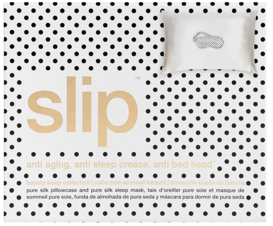 Slip set of silk pillowcase and eyemask