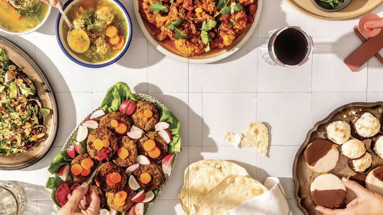 table with vegetarian jewish food