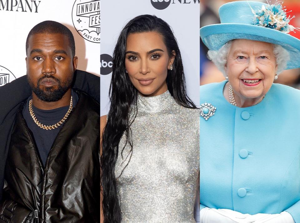 Queen Elizabeth II, Kim Kardashian, Kanye West