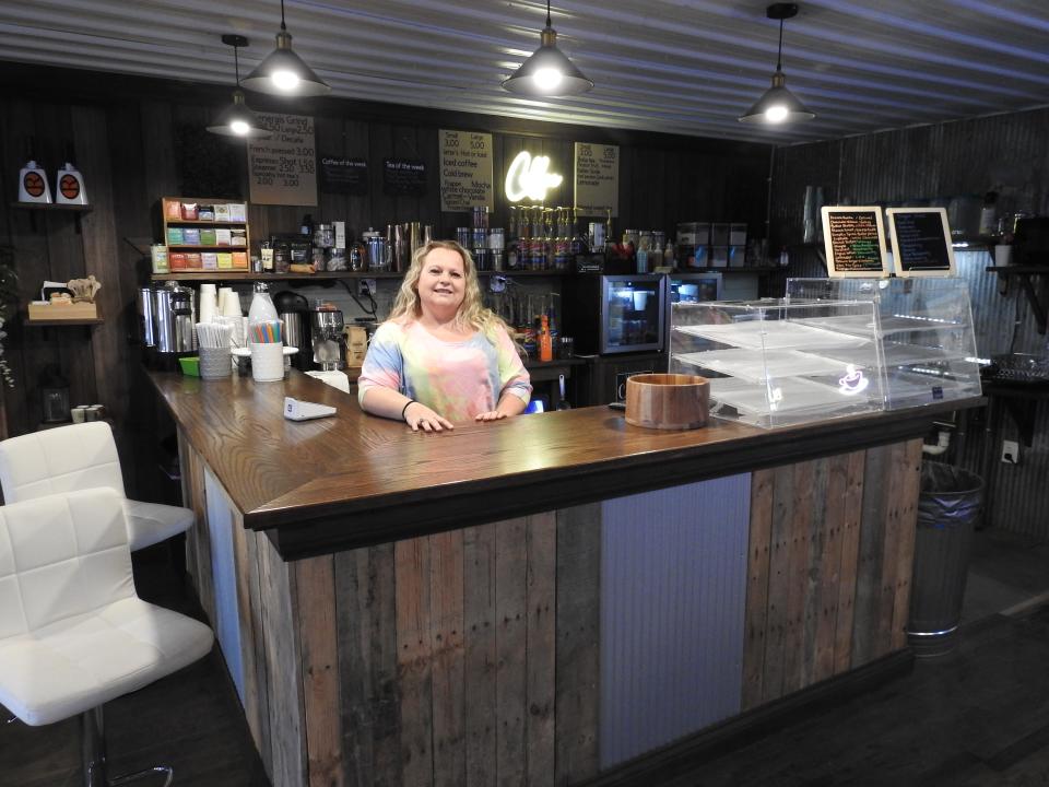 Kimberly Yoder stands behind the counter of her French Press Cafe, which recently opened in West Lafayette. It offers coffee from the Baltic Coffee Co., bubble teas and lemonades, hot tea and Italian sodas. Basic breakfast sandwiches and pastries are also on the menu. Many of the items are from other small businesses, which Yoder is happy to support.