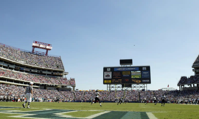 A field level view of the Tennessee Titans stadium.