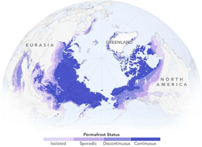 <span class="caption">Russia has a large part of the world’s permafrost. When Russia invaded Ukraine in early 2022, some Western institutions paused funding for scientific studies there after years of international cooperation.</span> <span class="attribution">Joshua Stevens/NASA</span>