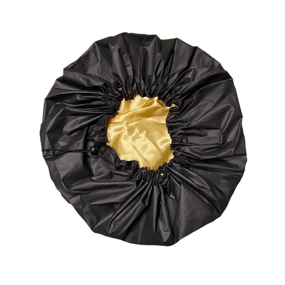 3) Satin-Lined Adjustable Shower Cap