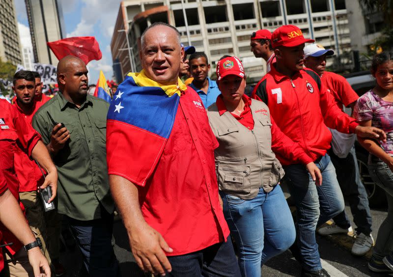 FILE PHOTO: Supporters of Venezuela's President Nicolas Maduro attend a rally against U.S. President Donald Trump in Caracas