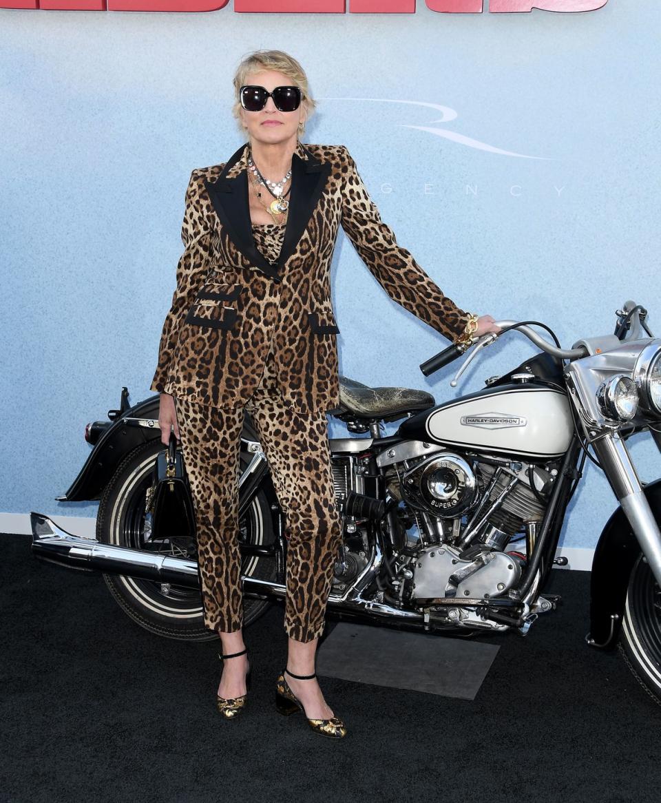 sharon stone leopard print outfit