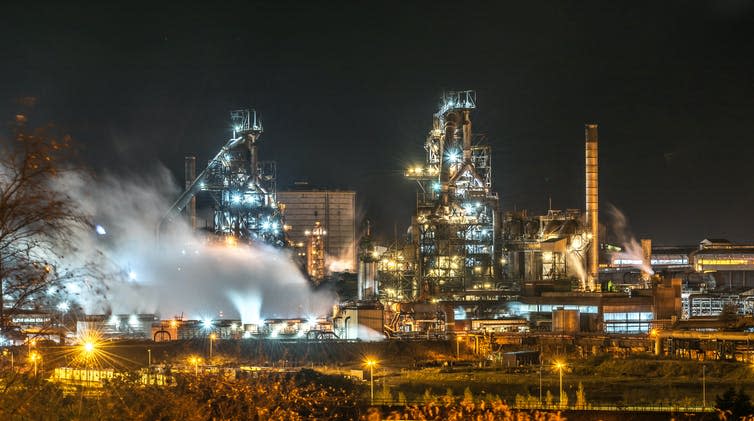 Industrial landscape at night