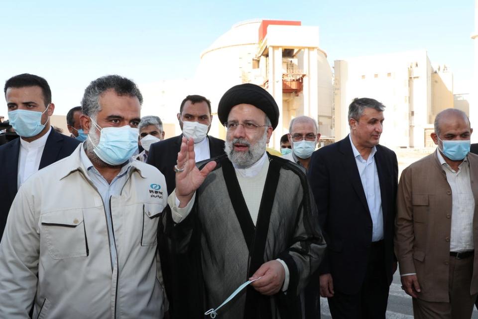 Iranian president Ebrahim Raisi visits the Bushehr nuclear power plant earlier this month (via Reuters)