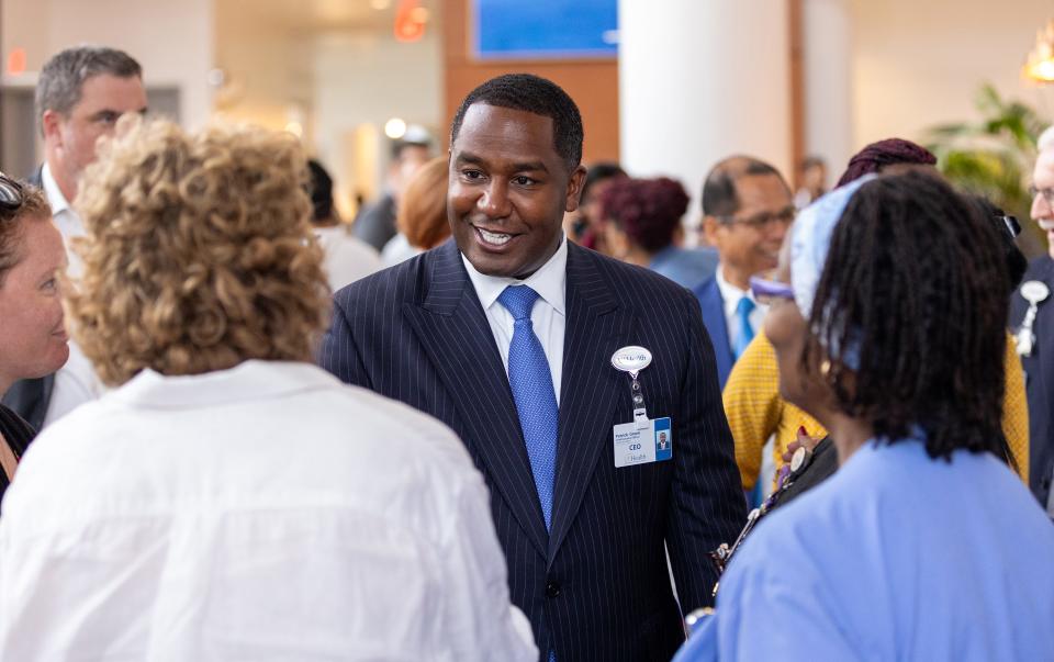 At UF Health Jacksonville's 8th Street campus, newly hired CEO Patrick Green meets some of his staff. during his first week on the job.