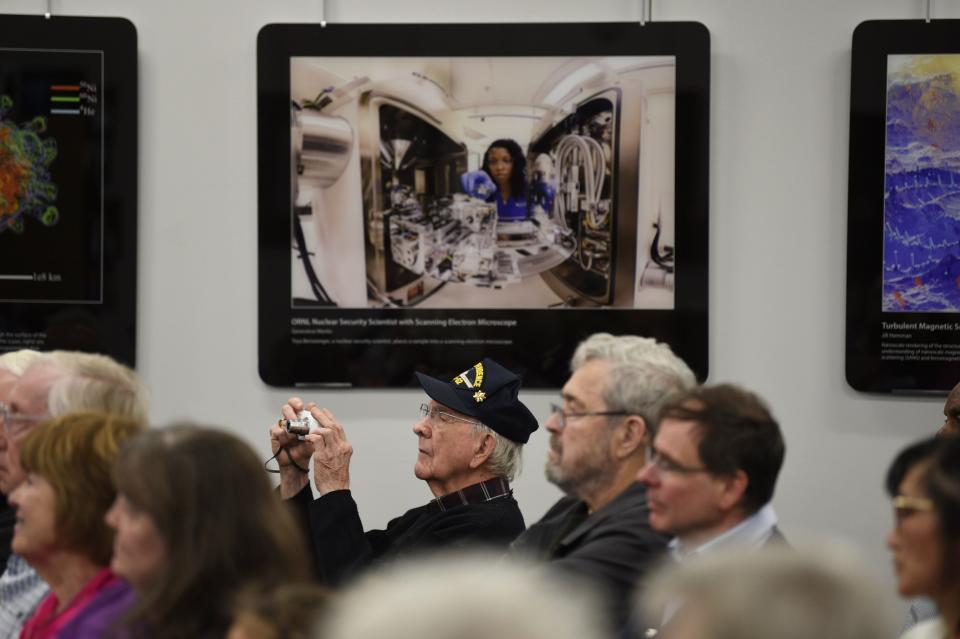 David Jones snaps a photo at the American Museum of Science & Energy’s 75th Anniversary celebration at the AMSE in Oak Ridge, Tenn., Tuesday, March 19, 2024.