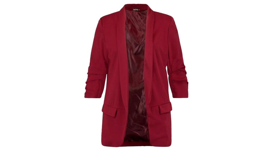 Plus Ruched Sleeve Blazer