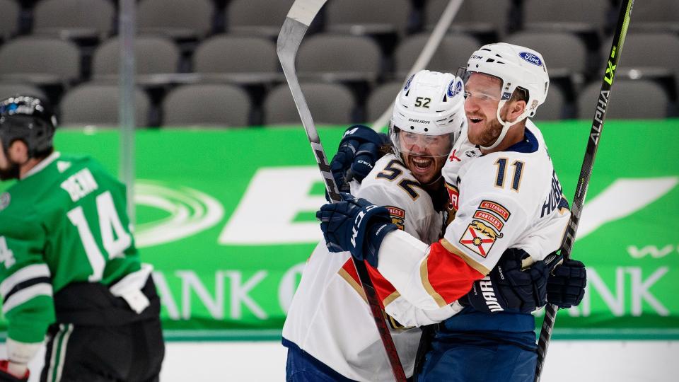 Jonathan Huberdeau and MacKenzie Weegar are interested in signing long-term deals with the Calgary Flames after they were acquired from the Florida Panthers last week. (Reuters)