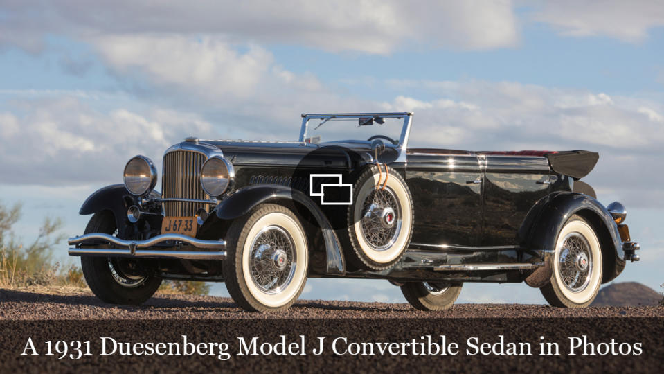 A 1931 Duesenberg Model J convertible sedan.