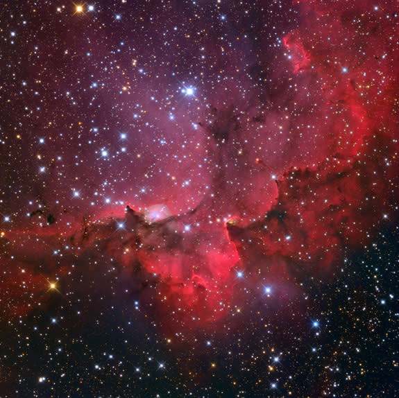 This beautiful image shows the beautiful open star cluster NGC 7380, also known as the Wizard Nebula.