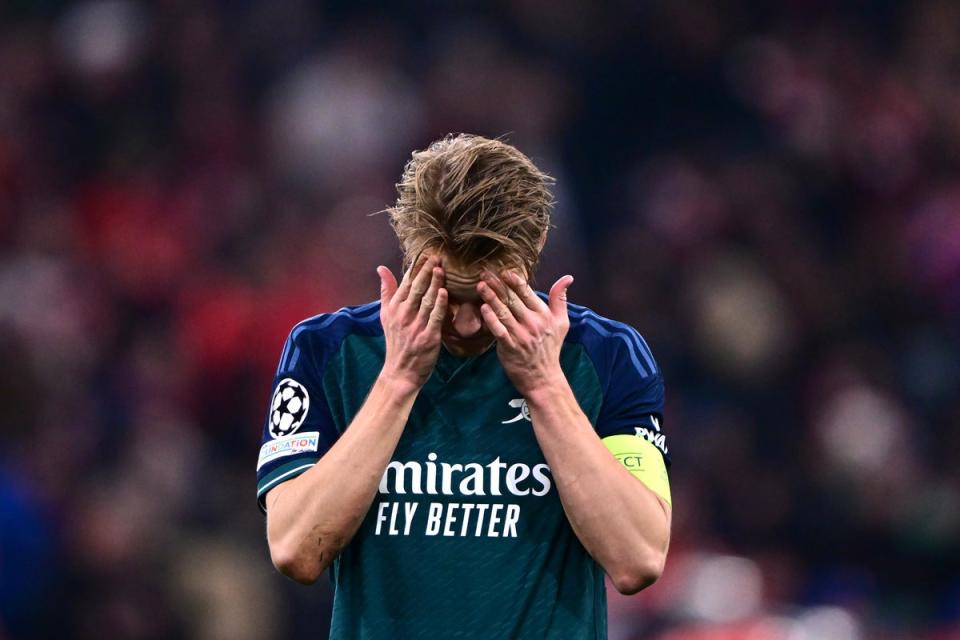 Arsenal captain Martin Odegaard was left downcast following the defeat (AP)