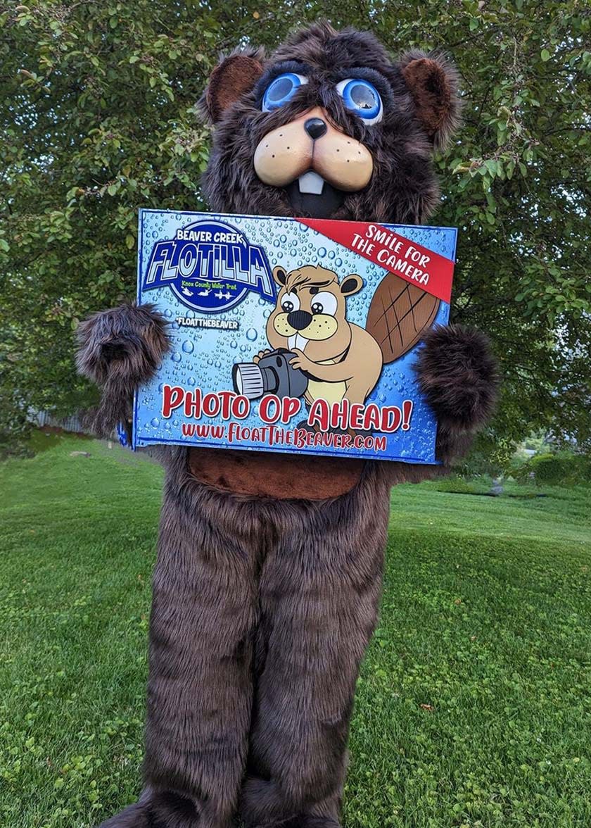 The Beaver Creek Kayak Club mascot Beaver is available for photos at the annual Beaver Creek Flotilla, presented by FirstBank, connecting communities Karns and Powell via Beaver Creek, May 20, 2023. 
Courtesy of Beaver Creek Kayak Club