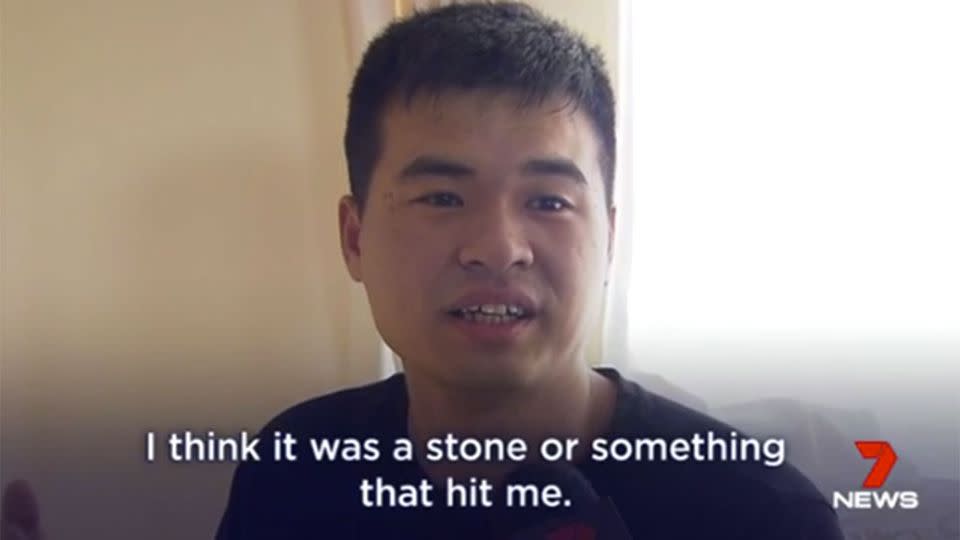 The terrified alleged victim of the attack. Source: 7 News