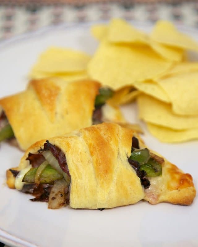 <p>Plain Chicken</p><p>They are easy enough to make for a quick lunch or dinner.</p><p><strong>Get the recipe: <a href="https://www.plainchicken.com/philly-cheesesteak-crescents/" rel="nofollow noopener" target="_blank" data-ylk="slk:Philly Cheesesteak Style Crescents;elm:context_link;itc:0;sec:content-canvas" class="link ">Philly Cheesesteak Style Crescents</a></strong></p>