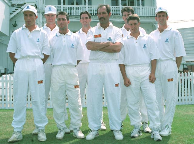 Graham Thorpe (second left, front row) ahead of his England Test debut against Australia at Trent Bridge