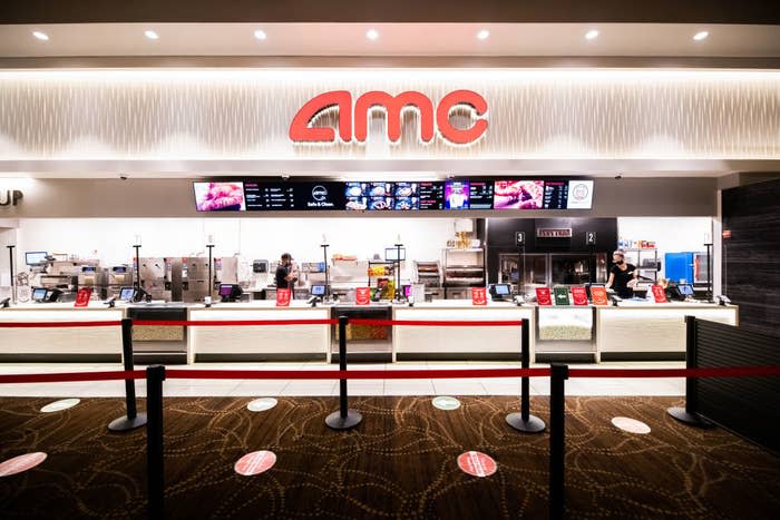 An empty concession stand at the movies.